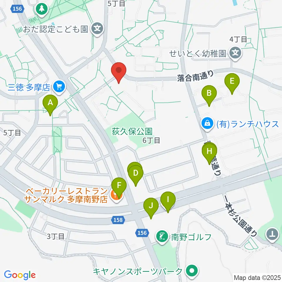 多摩市トムハウス周辺のファミレス・ファーストフード一覧地図