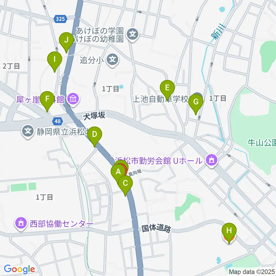 StudioBASIC周辺のファミレス・ファーストフード一覧地図