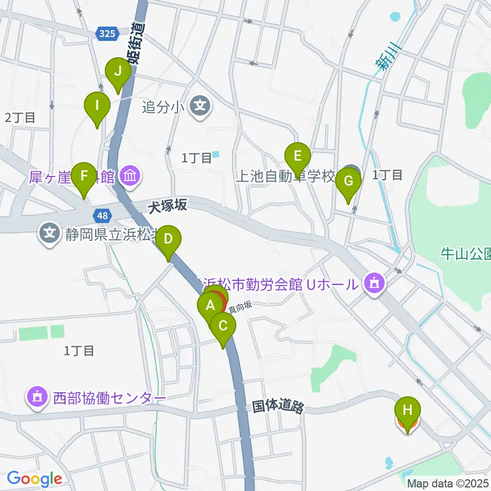 StudioBASIC周辺のファミレス・ファーストフード一覧地図