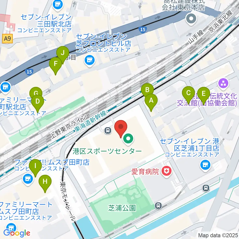 港区立男女平等参画センター リーブラ周辺のファミレス・ファーストフード一覧地図