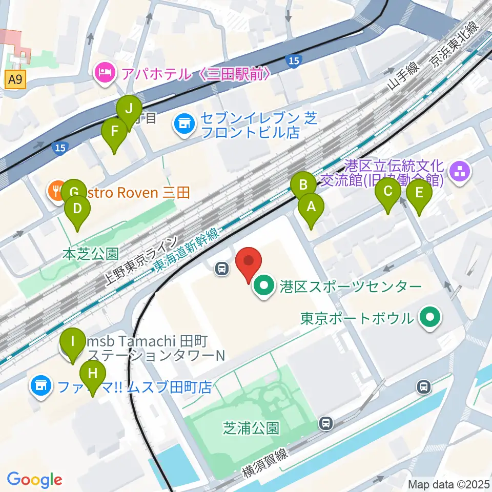 港区立男女平等参画センター リーブラ周辺のファミレス・ファーストフード一覧地図