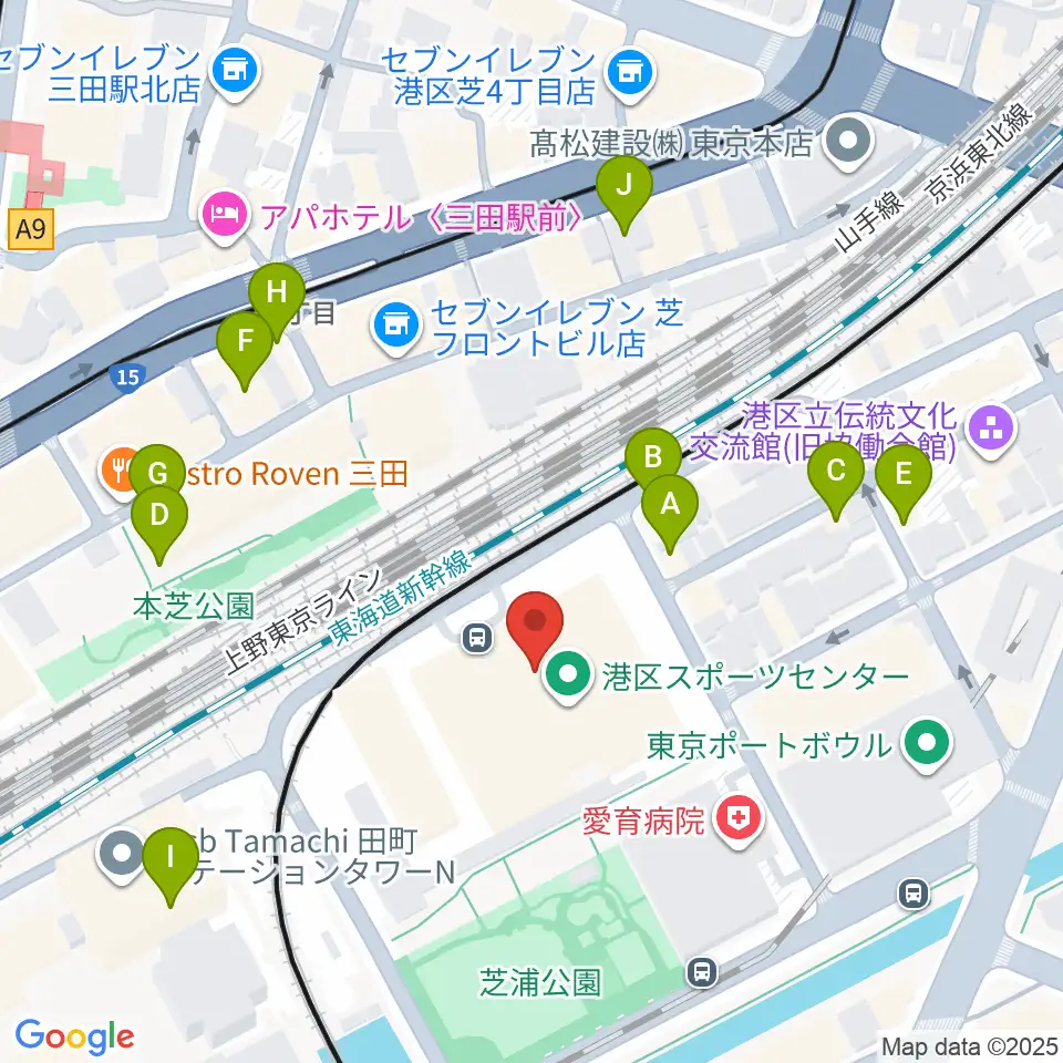 港区立男女平等参画センター リーブラ周辺のファミレス・ファーストフード一覧地図