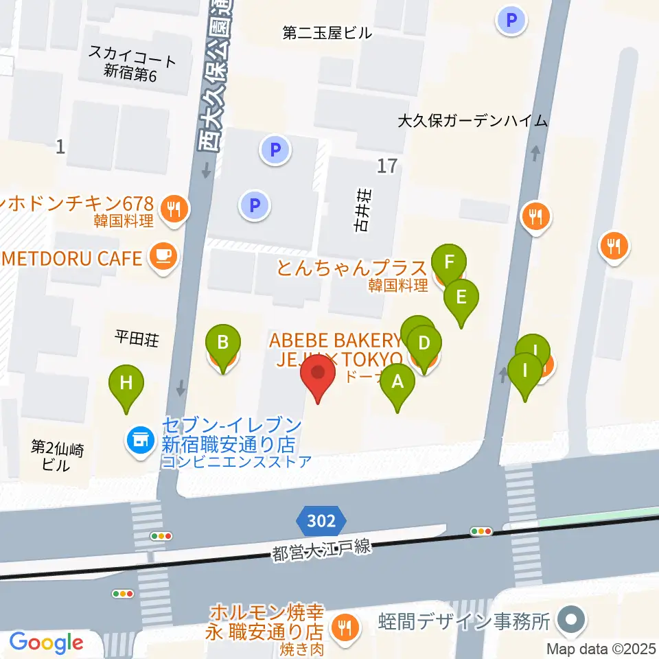 新宿SHOWBOX周辺のファミレス・ファーストフード一覧地図
