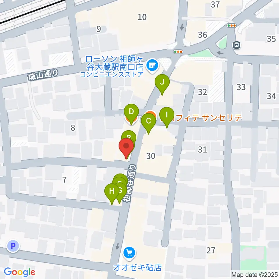 祖師谷大蔵エクレルシ周辺のファミレス・ファーストフード一覧地図