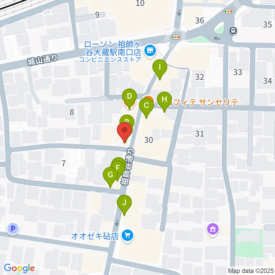 祖師谷大蔵エクレルシ周辺のファミレス・ファーストフード一覧地図