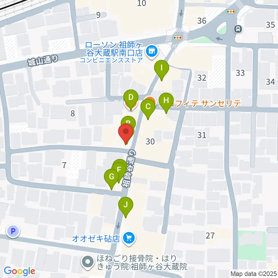 祖師谷大蔵エクレルシ周辺のファミレス・ファーストフード一覧地図