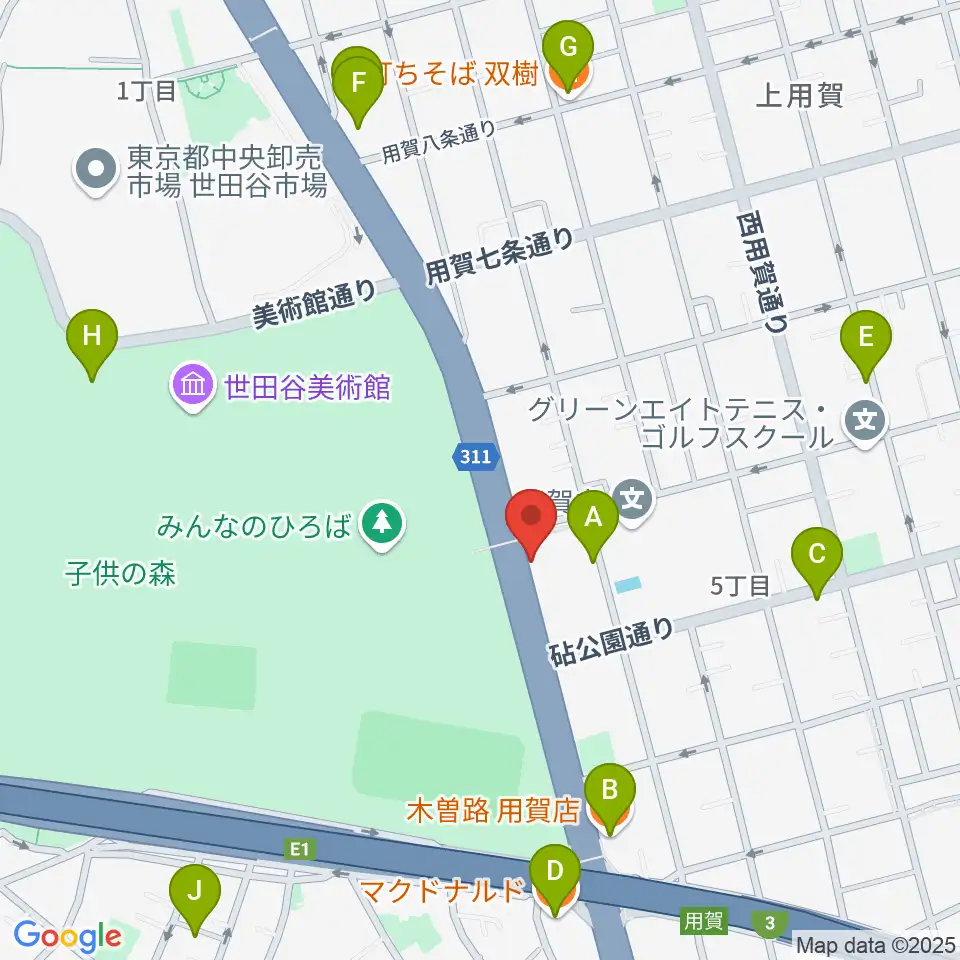上用賀アートホール周辺のファミレス・ファーストフード一覧地図