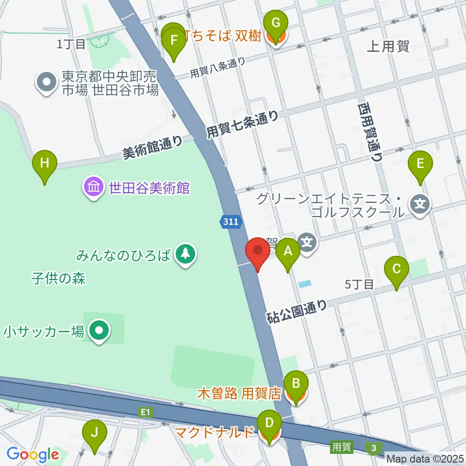 上用賀アートホール周辺のファミレス・ファーストフード一覧地図