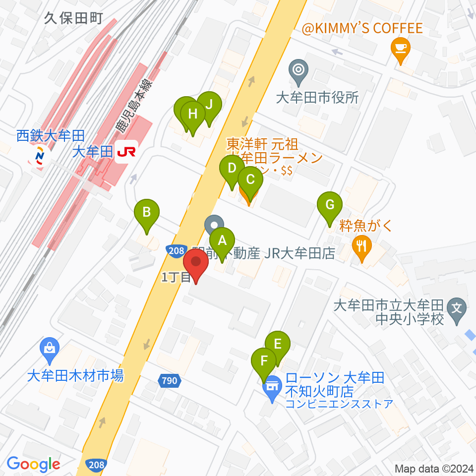 FMたんと周辺のファミレス・ファーストフード一覧地図