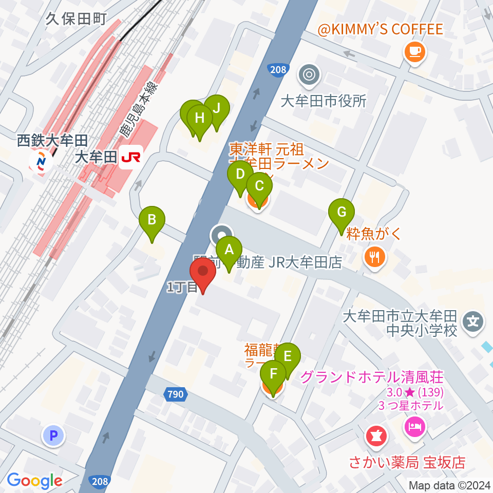 FMたんと周辺のファミレス・ファーストフード一覧地図