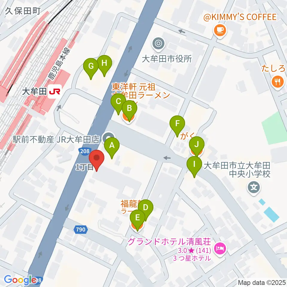 FMたんと周辺のファミレス・ファーストフード一覧地図