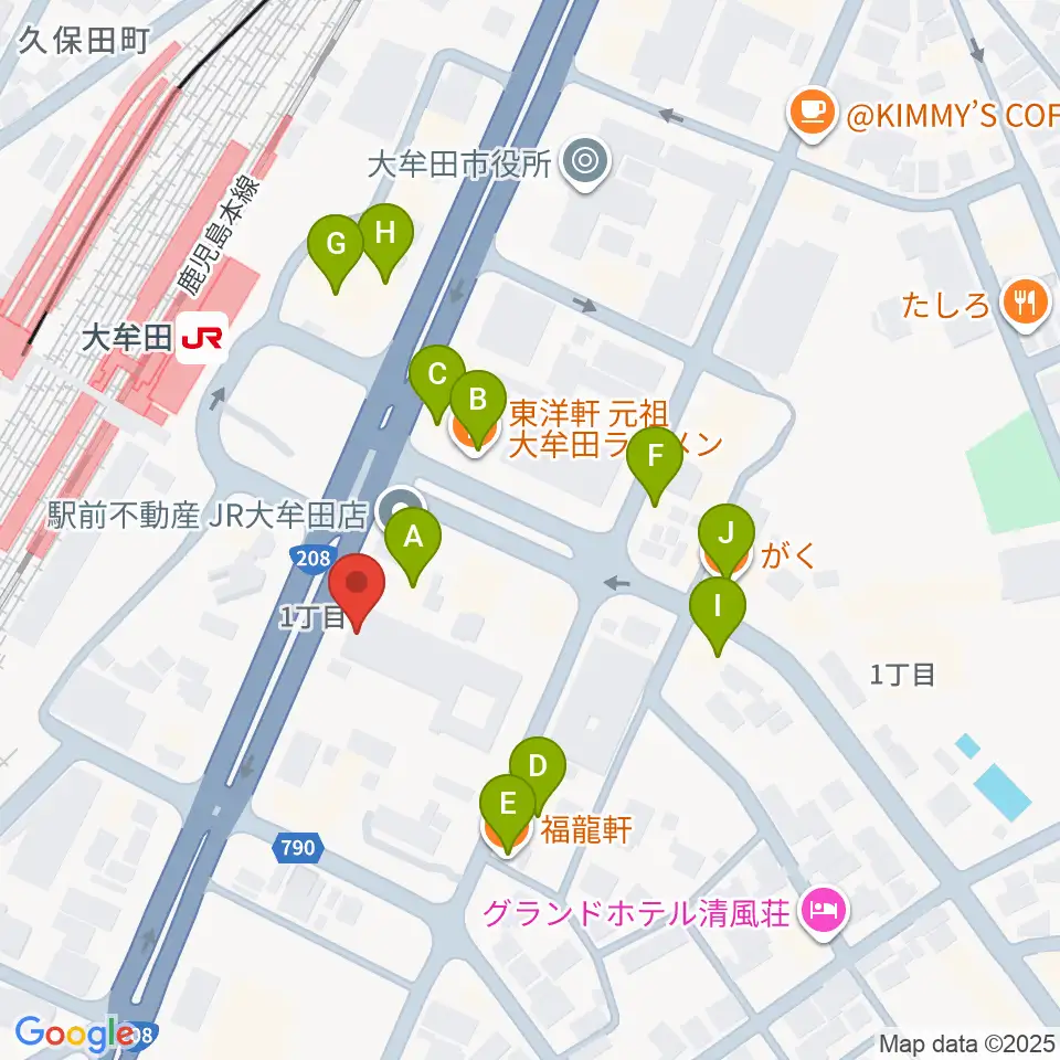 FMたんと周辺のファミレス・ファーストフード一覧地図