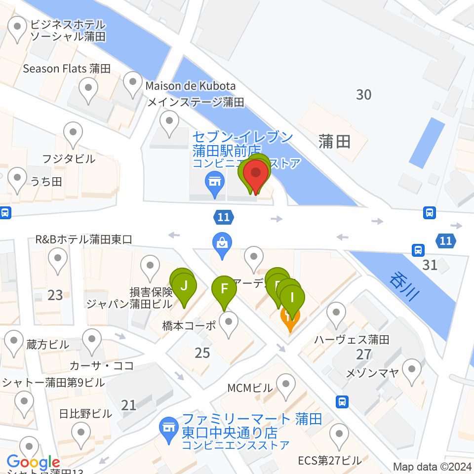 蒲田Studio80(スタジオオッタンタ)周辺のファミレス・ファーストフード一覧地図