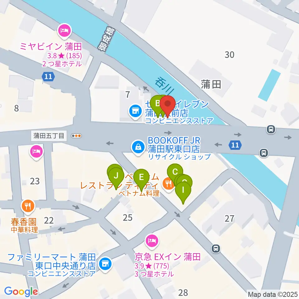 蒲田スタジオ・オッタンタ周辺のファミレス・ファーストフード一覧地図