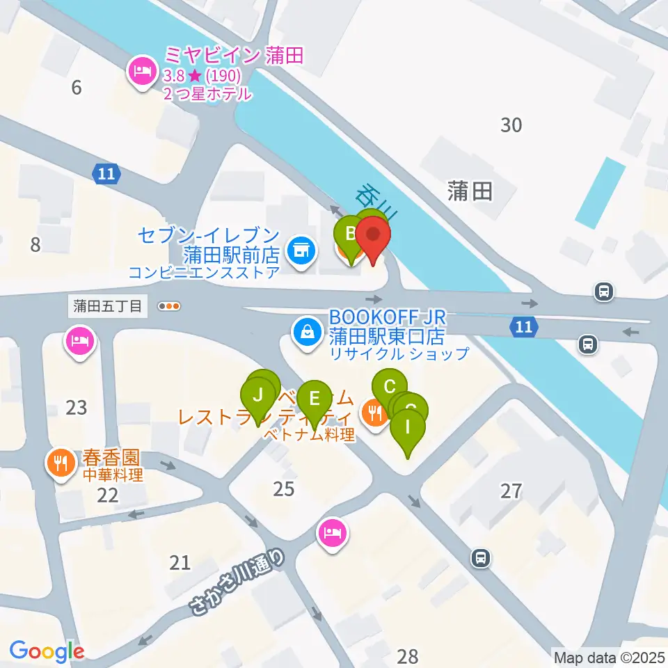 蒲田スタジオ・オッタンタ周辺のファミレス・ファーストフード一覧地図