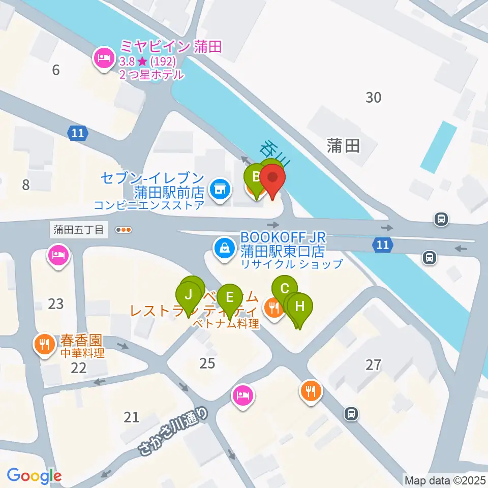 蒲田スタジオ・オッタンタ周辺のファミレス・ファーストフード一覧地図