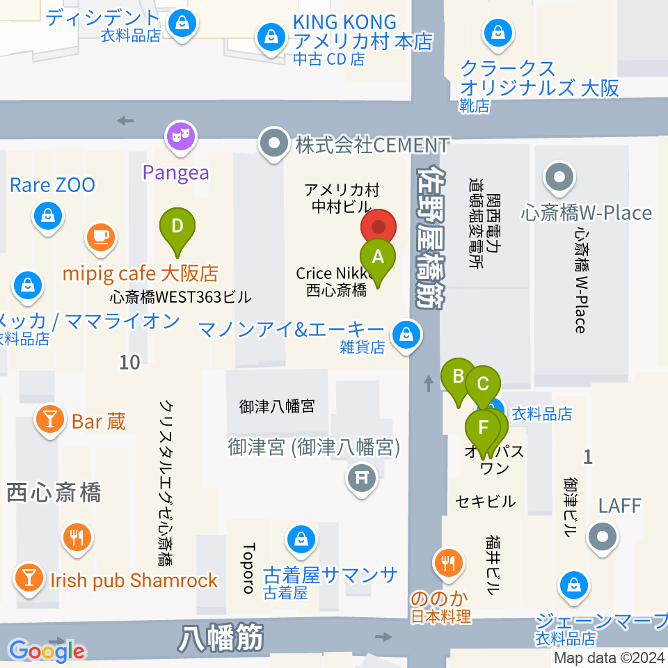 三木楽器アコースティックイン周辺のファミレス・ファーストフード一覧地図