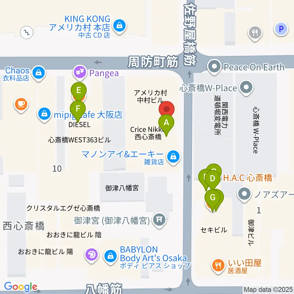 三木楽器アコースティックイン周辺のファミレス・ファーストフード一覧地図