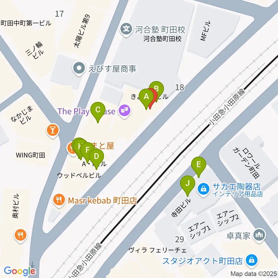 町田INTO THE BLUE周辺のファミレス・ファーストフード一覧地図