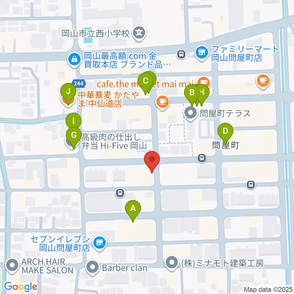 スタジオバース問屋町周辺のファミレス・ファーストフード一覧地図