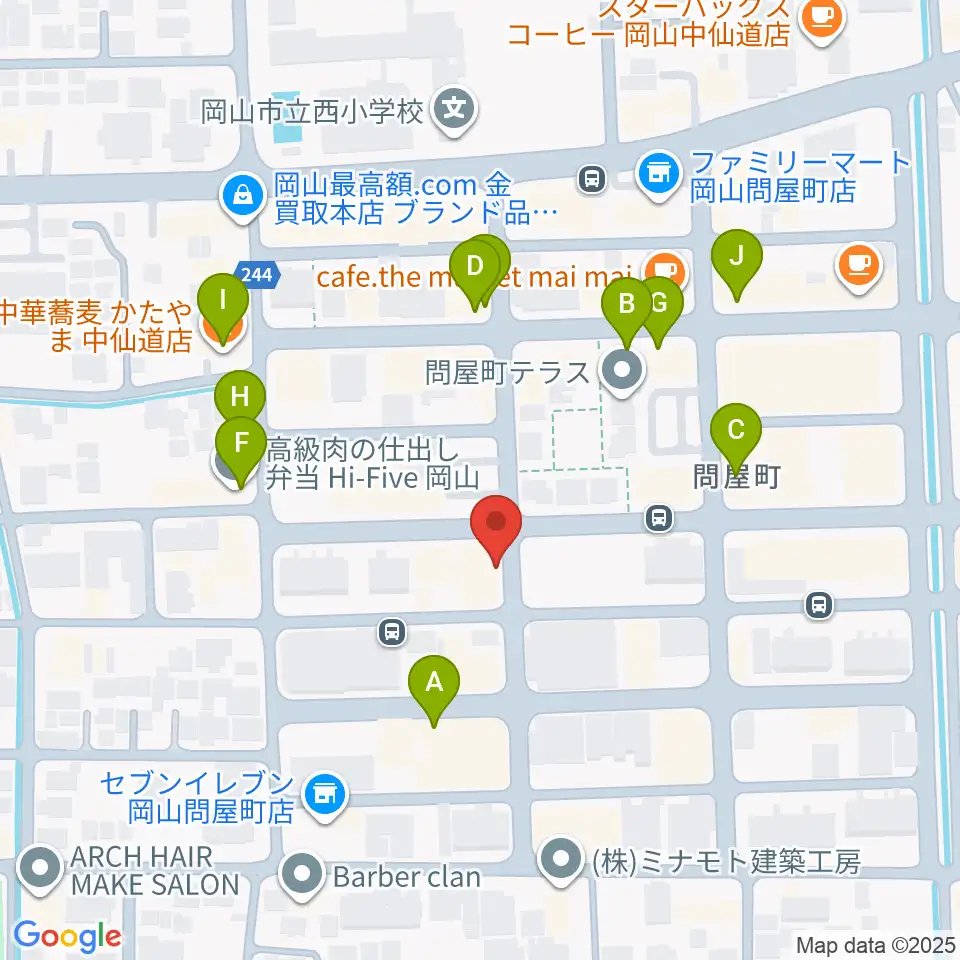 スタジオバース問屋町周辺のファミレス・ファーストフード一覧地図