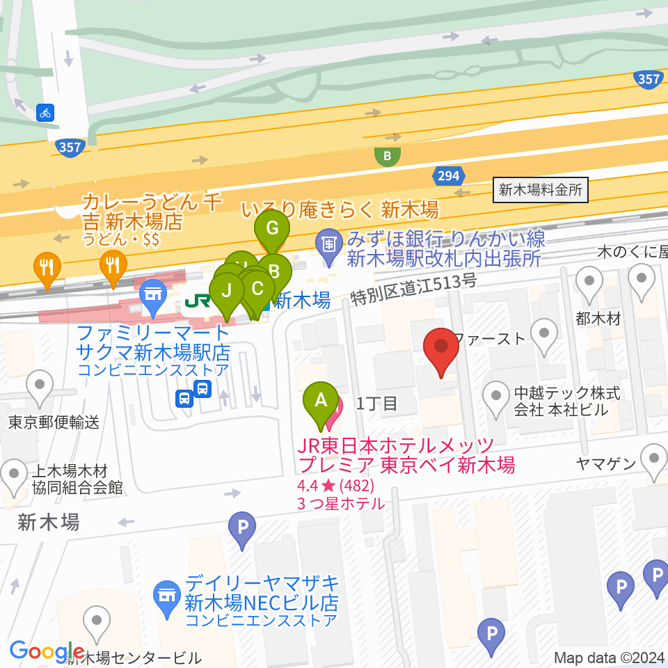 新木場1stRING周辺のファミレス・ファーストフード一覧地図