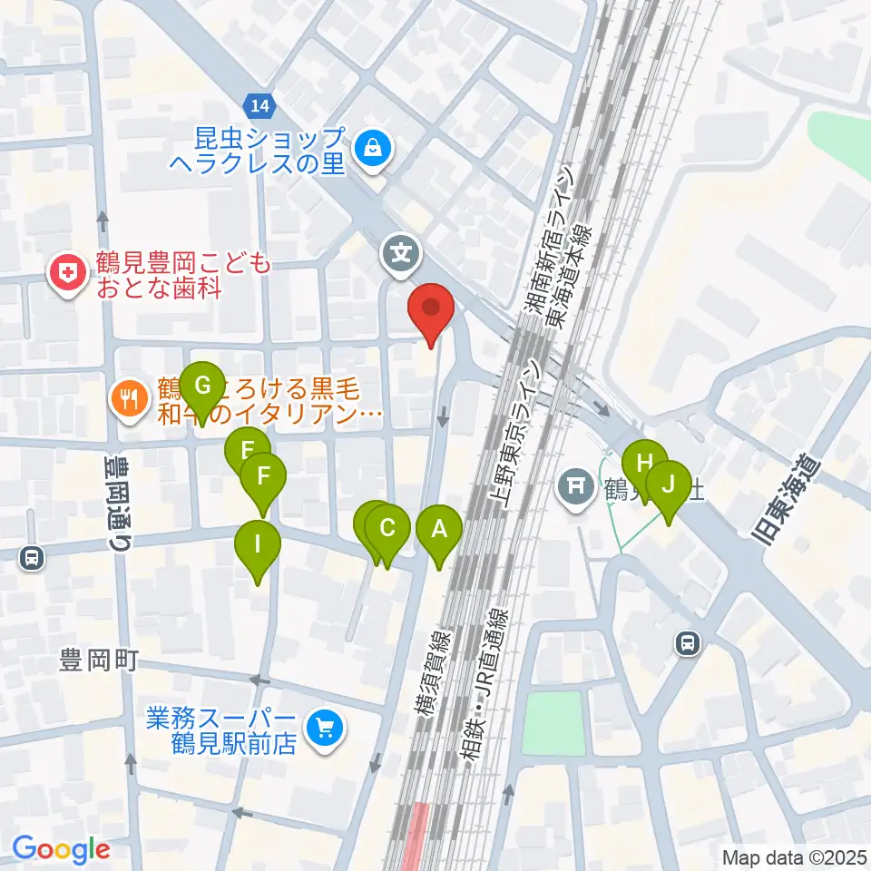 鶴見GIGS周辺のファミレス・ファーストフード一覧地図