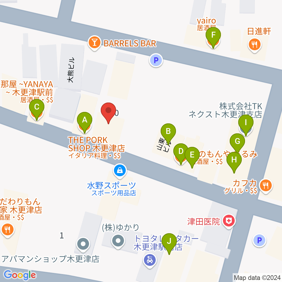 木更津Live Spot Mick周辺のファミレス・ファーストフード一覧地図