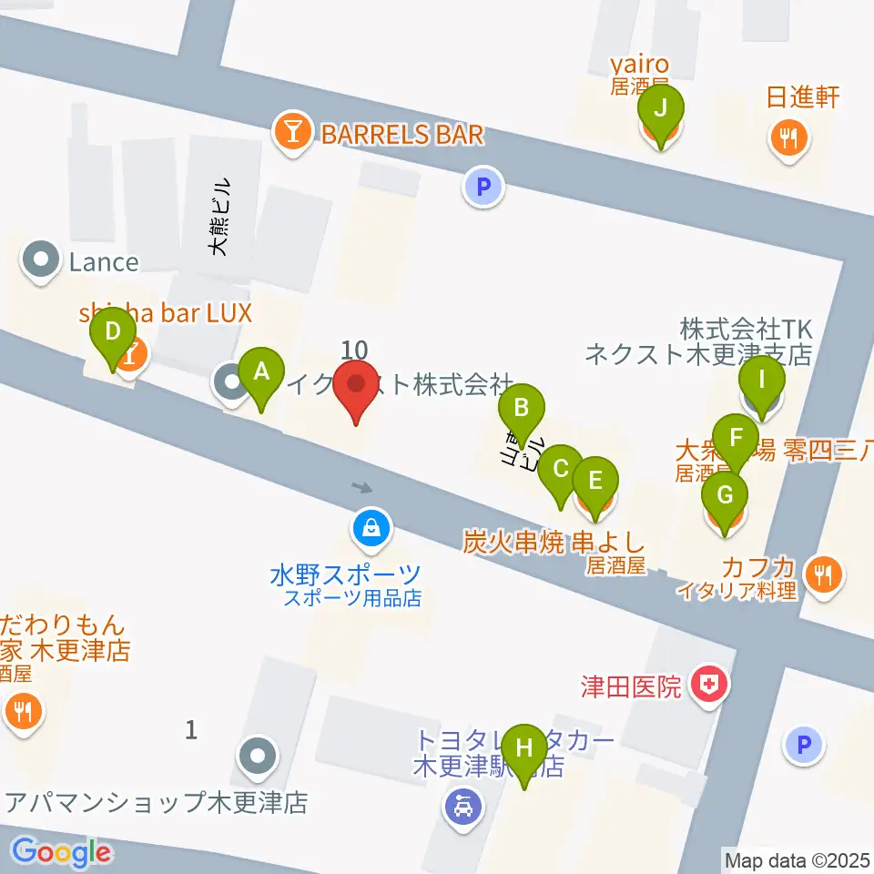 Live Spot Mick周辺のファミレス・ファーストフード一覧地図
