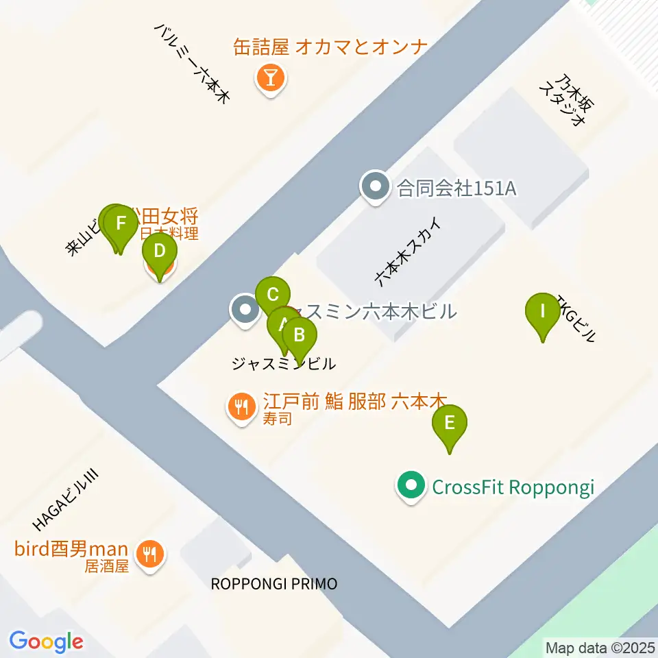 キーストンクラブ東京周辺のファミレス・ファーストフード一覧地図