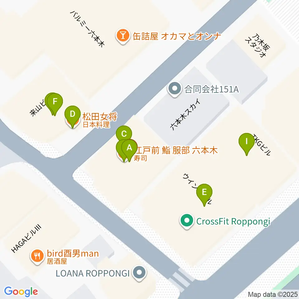 キーストンクラブ東京周辺のファミレス・ファーストフード一覧地図