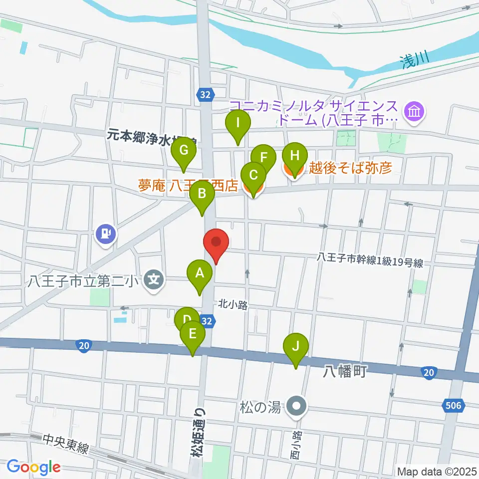 宮崎楽器周辺のファミレス・ファーストフード一覧地図