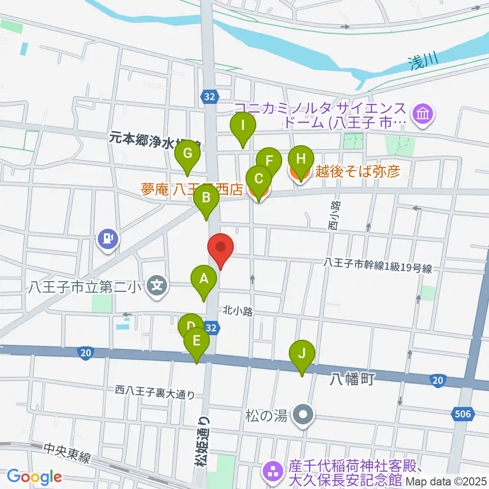 宮崎楽器周辺のファミレス・ファーストフード一覧地図
