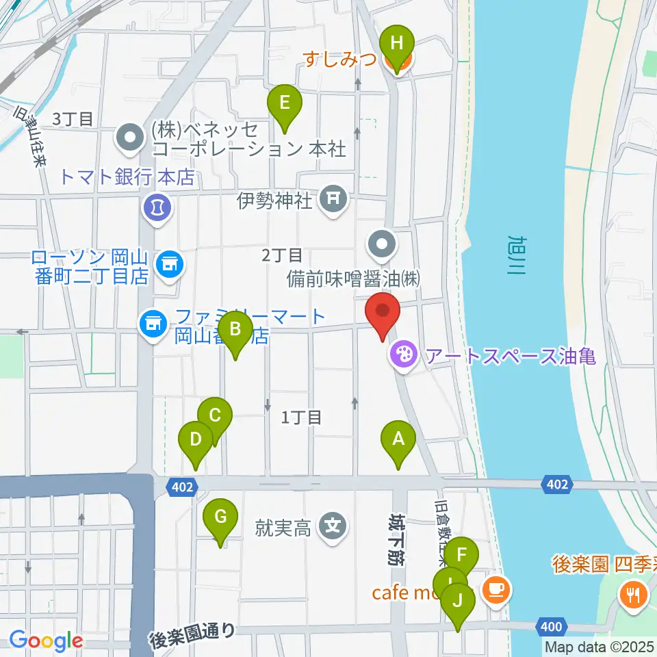 岡山Live Stage Ark周辺のファミレス・ファーストフード一覧地図