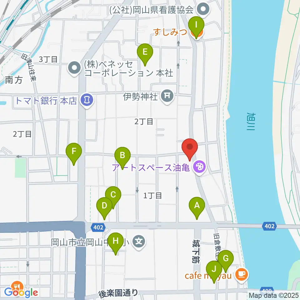 岡山Live Stage Ark周辺のファミレス・ファーストフード一覧地図