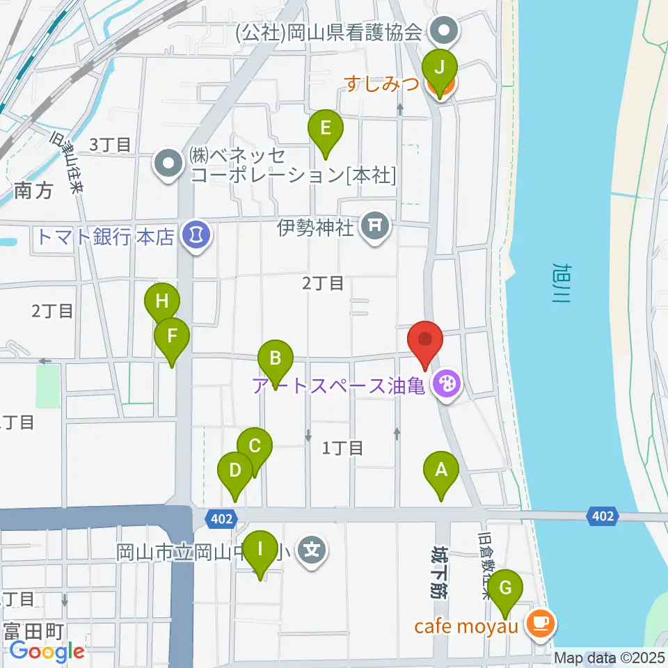 岡山Live Stage Ark周辺のファミレス・ファーストフード一覧地図