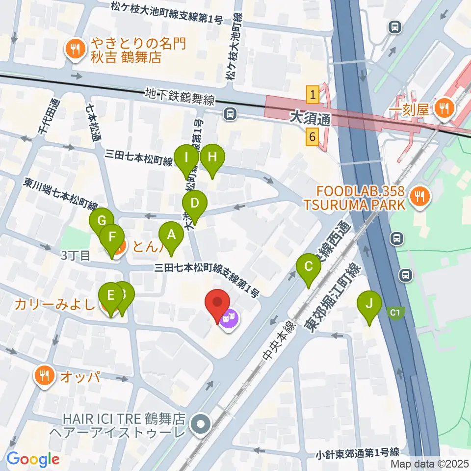EMU Music School周辺のファミレス・ファーストフード一覧地図