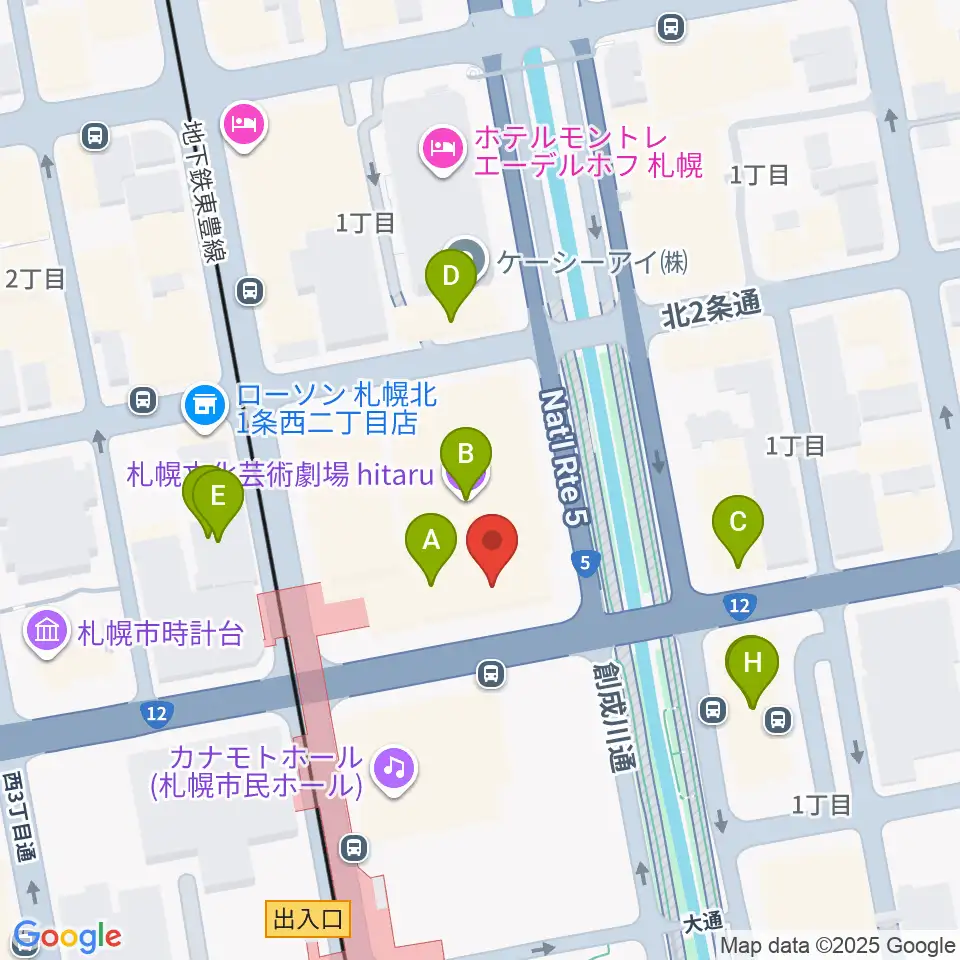 札幌文化芸術交流センターSCARTS周辺のファミレス・ファーストフード一覧地図