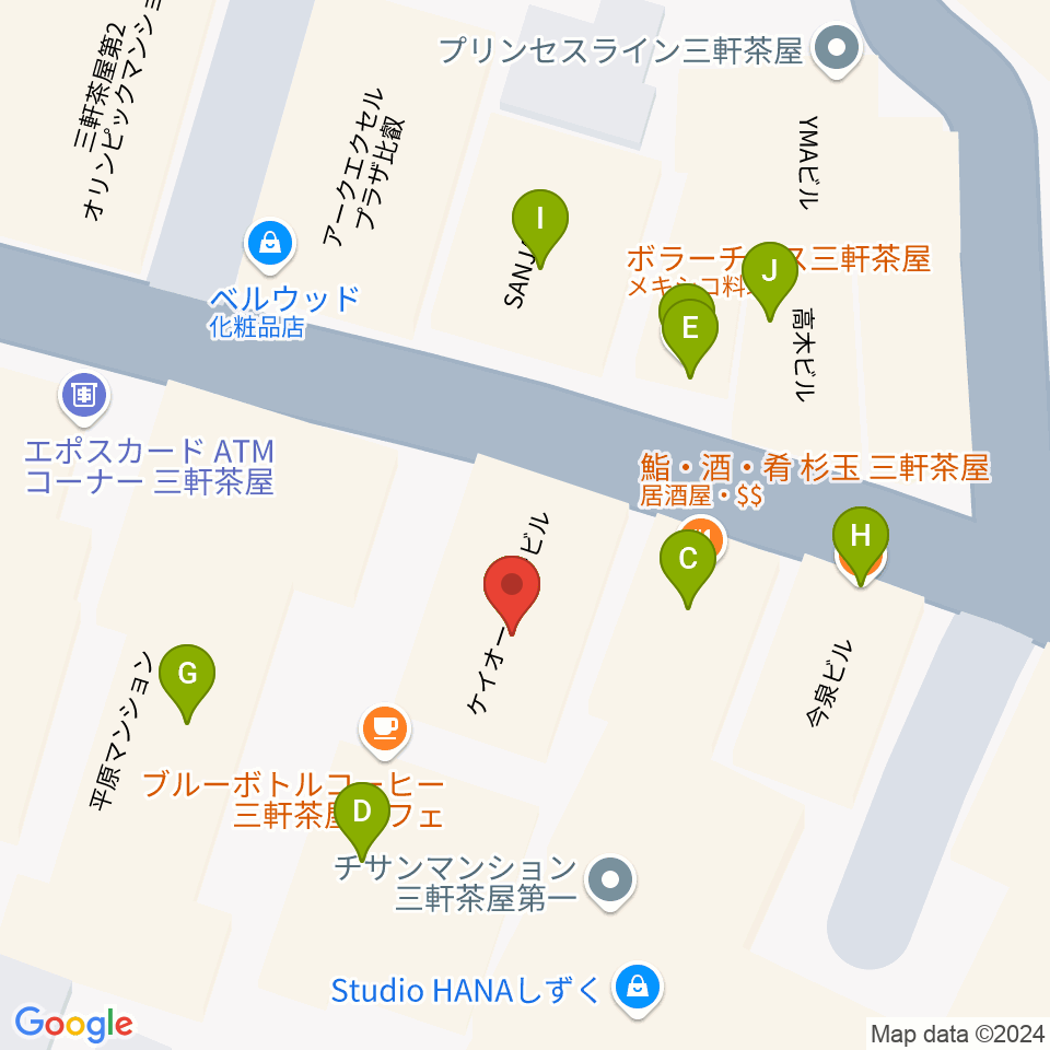 三軒茶屋HEAVEN'S DOOR周辺のファミレス・ファーストフード一覧地図