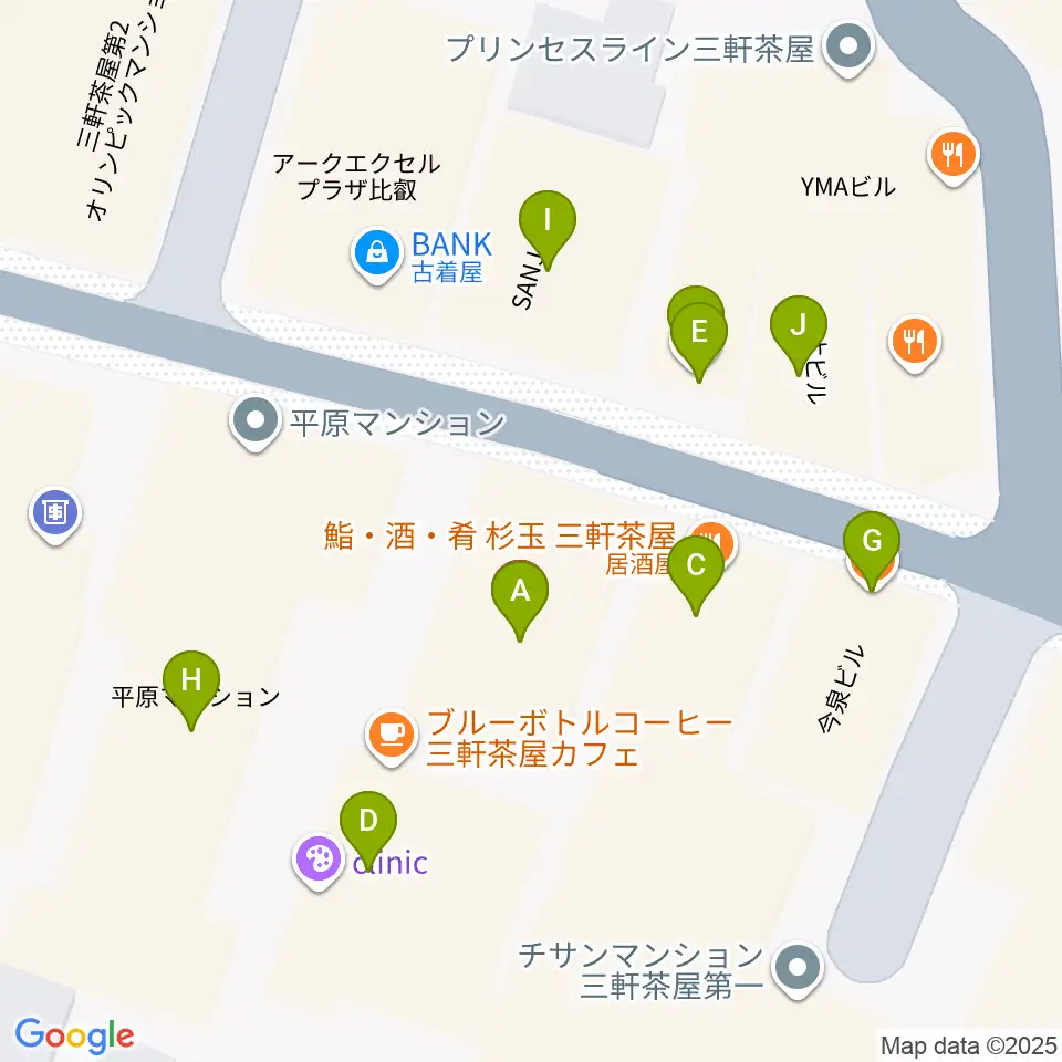 三軒茶屋HEAVEN'S DOOR周辺のファミレス・ファーストフード一覧地図