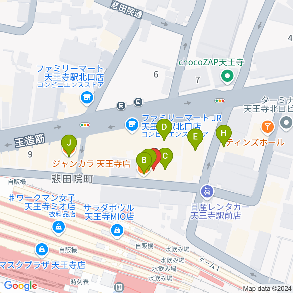 ヤンタスタジオ周辺のファミレス・ファーストフード一覧地図