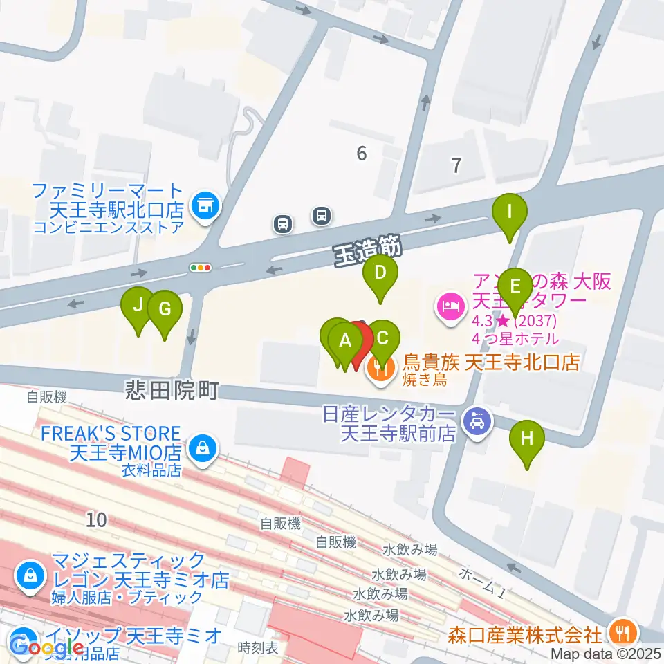 ヤンタスタジオ周辺のファミレス・ファーストフード一覧地図