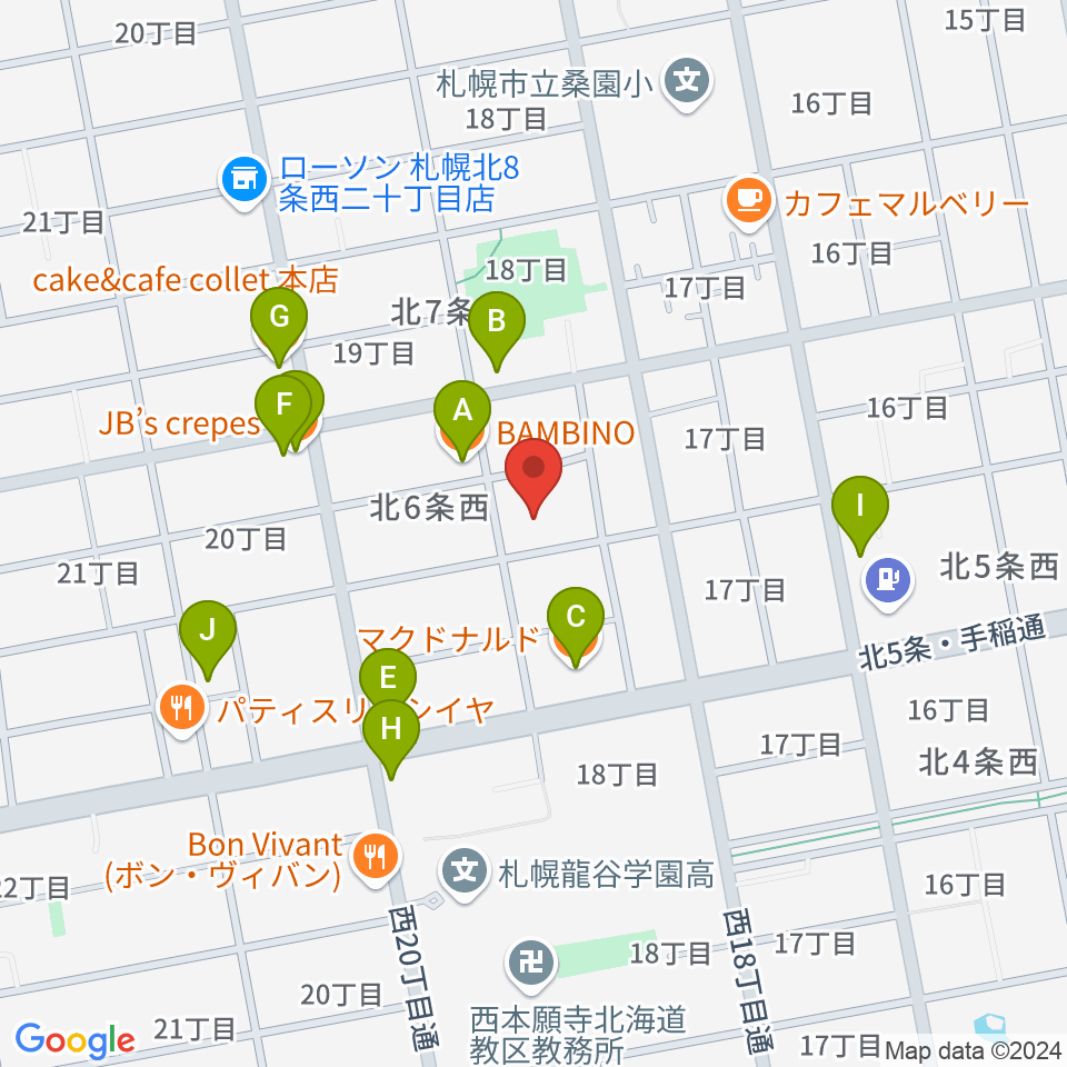 ディスカバリースタジオ周辺のファミレス・ファーストフード一覧地図