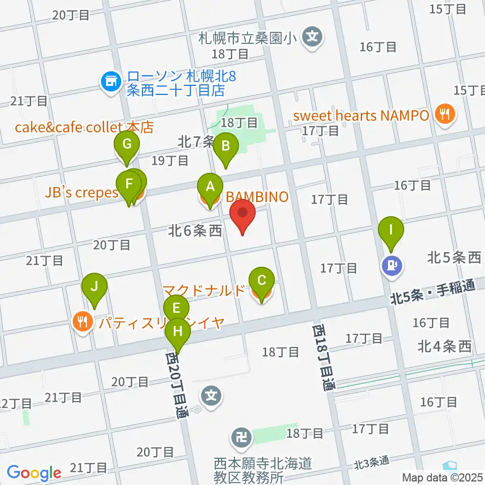 ディスカバリースタジオ周辺のファミレス・ファーストフード一覧地図