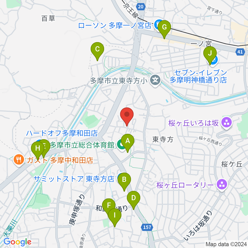 大樹バイオリン工房周辺のファミレス・ファーストフード一覧地図