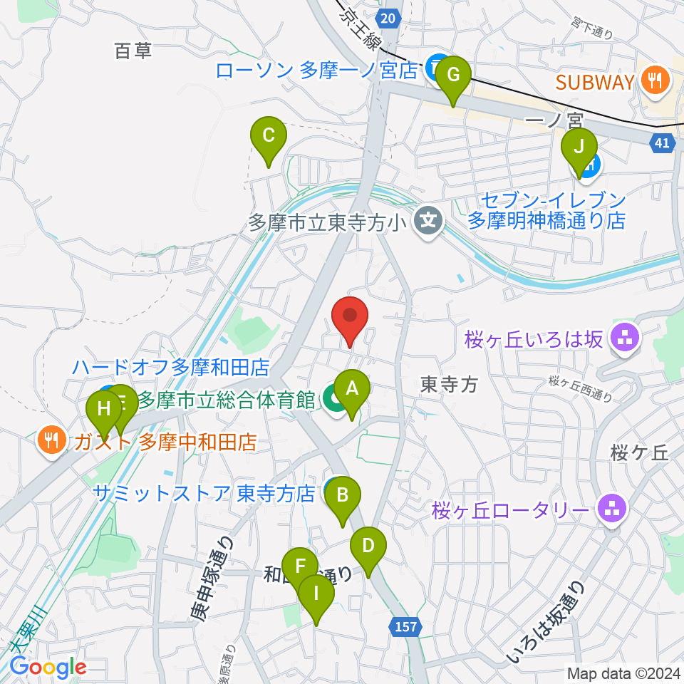 大樹バイオリン工房周辺のファミレス・ファーストフード一覧地図