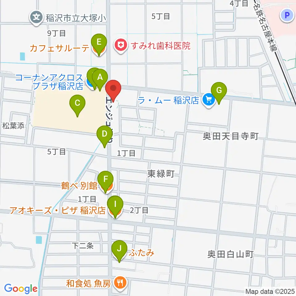 ピアノ教室luce 稲沢教室周辺のファミレス・ファーストフード一覧地図