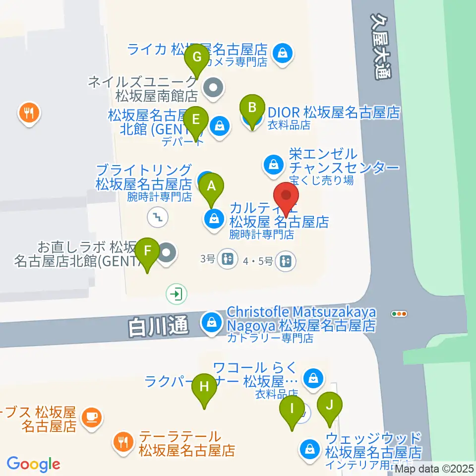 名古屋ReNY limited周辺のファミレス・ファーストフード一覧地図