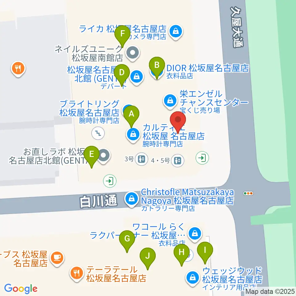 名古屋ReNY limited周辺のファミレス・ファーストフード一覧地図