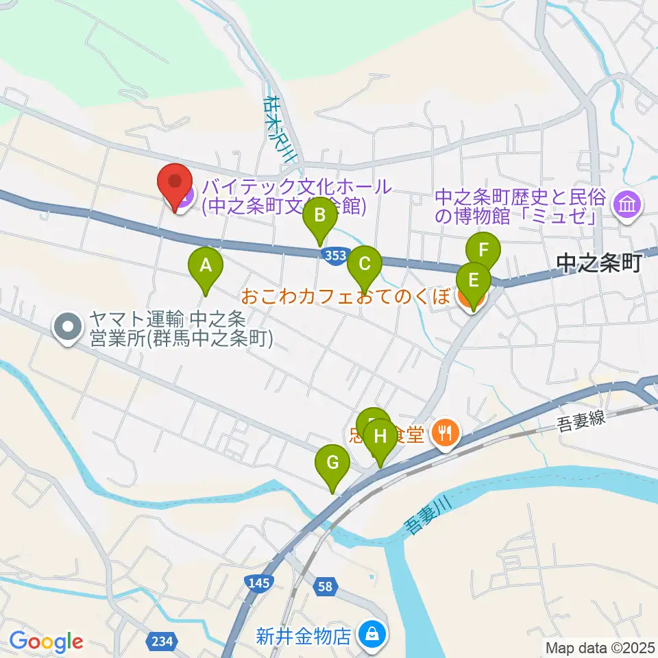 バイテック文化ホール周辺のファミレス・ファーストフード一覧地図